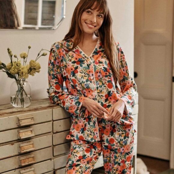 SUMMERSALT X Rifle Paper Co Garden Party Floral Pajama Top Womens Medium - Picture 1 of 7